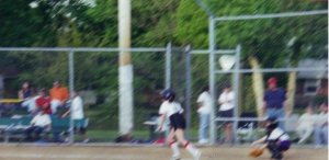 Here I am at 9 years old, about to run to first base. Good luck, little chunky Heather.